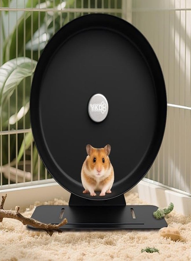 YKD 11.8" Silent Hamster Exercise Wheel, Aluminum Alloy Noiseless Running Wheel for Syrian Hamsters, Fancy Rat, Hedgehogs and Small Pets (Base-Black) - Image 2